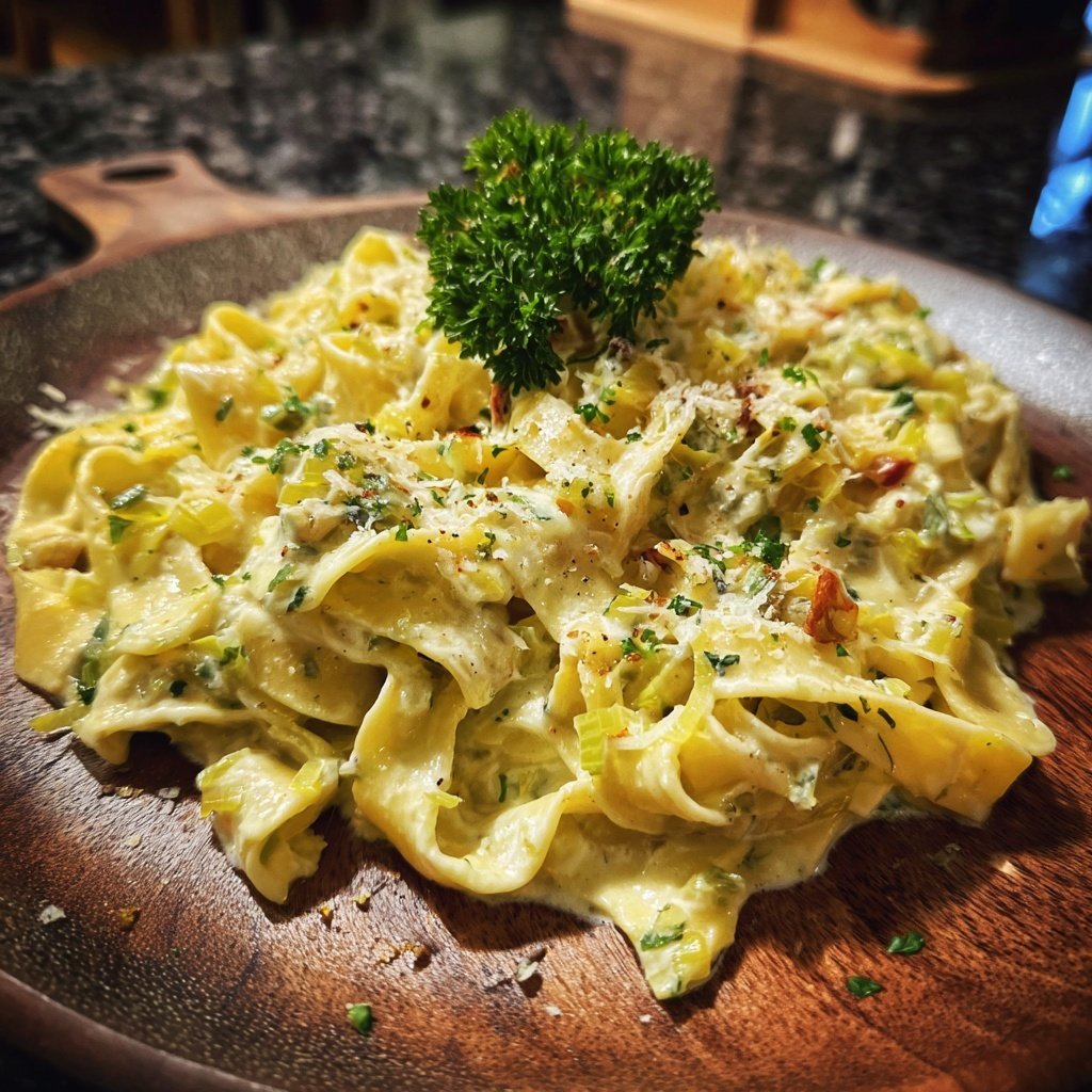 Tagliatelle mit Lauch und Sahne