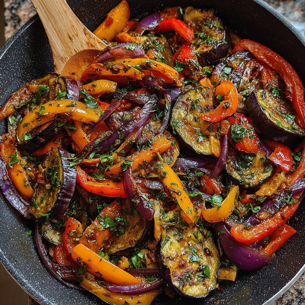 Auberginenpfanne frisch