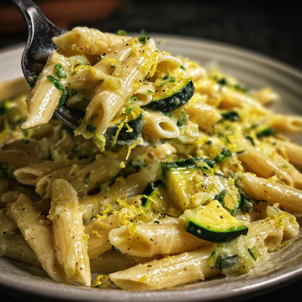 Penne mit Zucchini und Zitrone