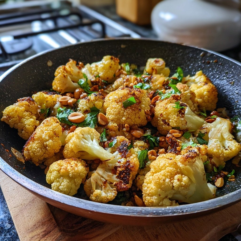 Blumenkohlpfanne mit Erdnüssen