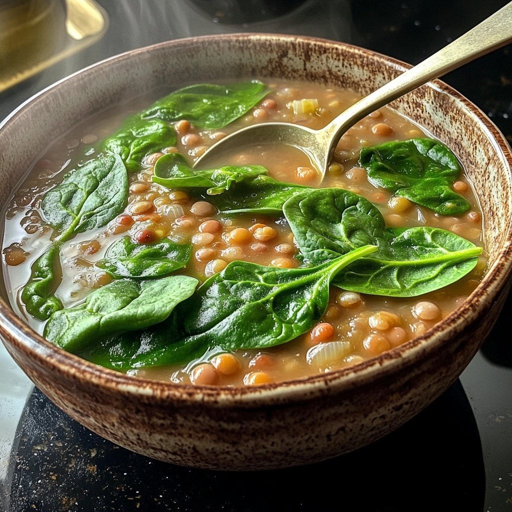 Linsensuppe mit Spinat
