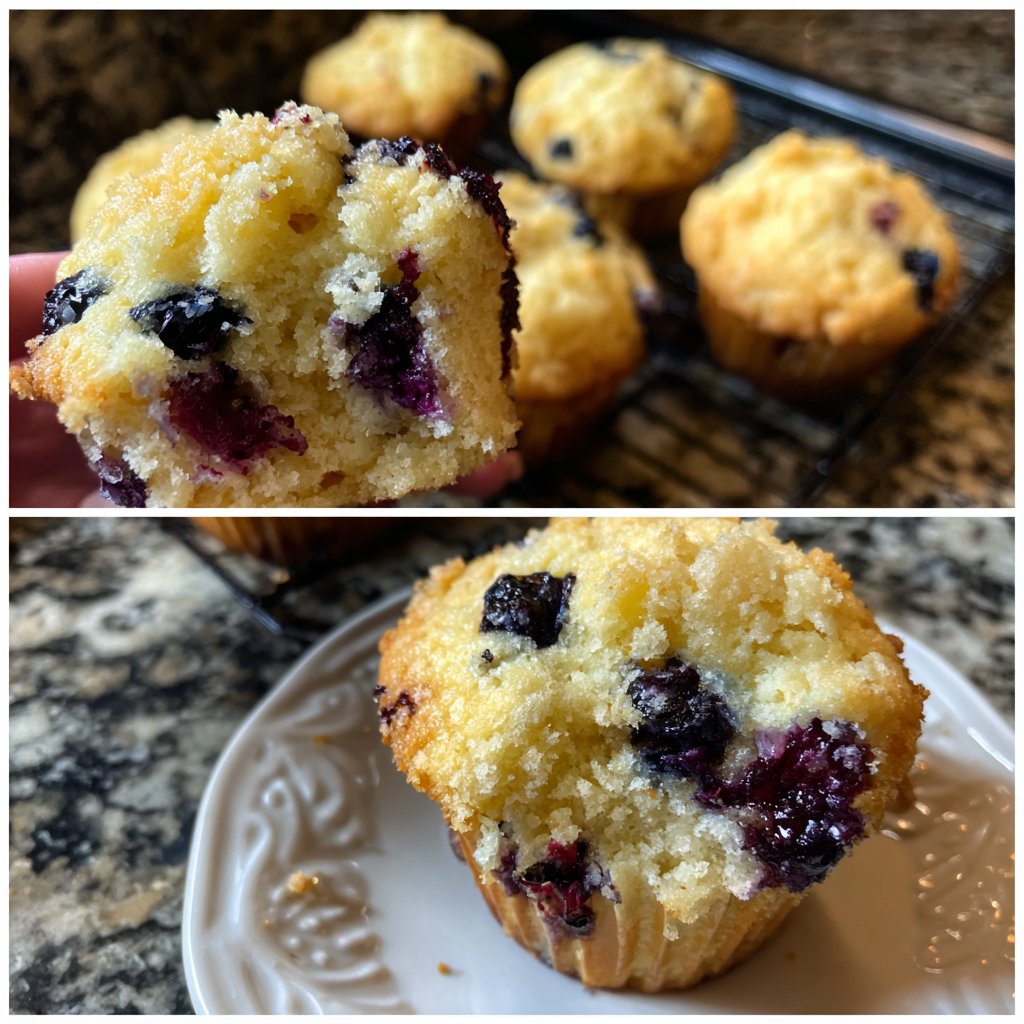 Lockere Blaubeermuffins wie vom Bäcker
