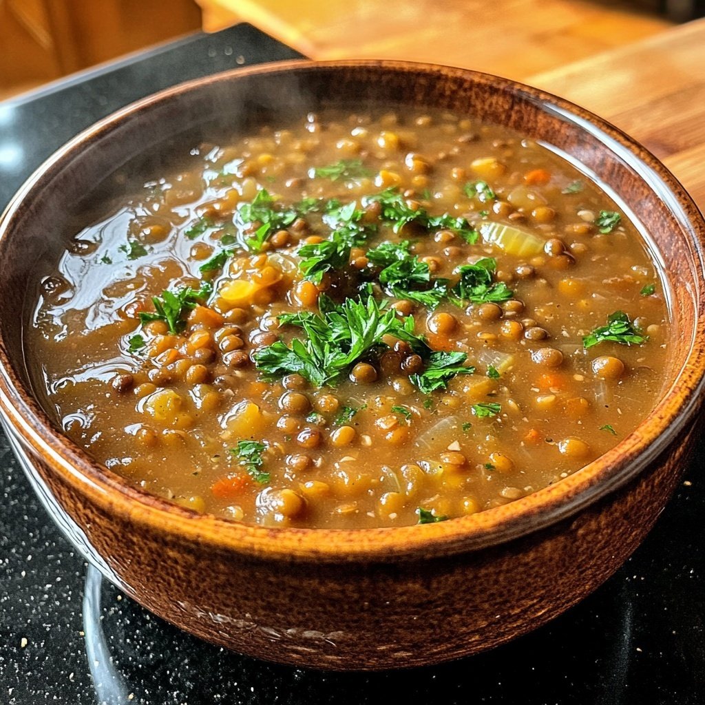 Linsensuppe mit Petersilie